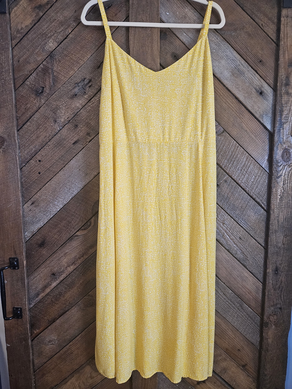 GAP Yellow & White Speckled Spaghetti-Strap Maxi Dress Sz XXL  NWOT